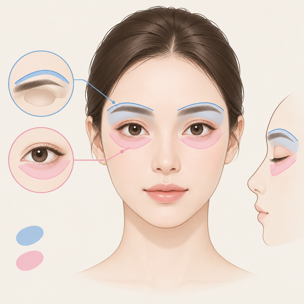 AI 생성 설명 이미지: 파주 왁싱샵 도도라인왁싱 파주운정본점 | 눈썹뼈와 눈두덩, 작업 경계를 설명하는 법